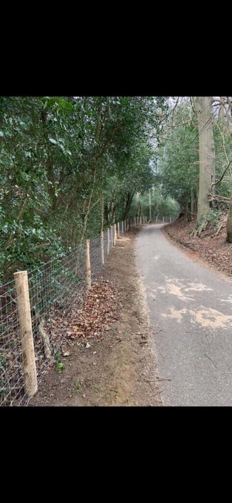This is a photo of stock fencing installed along the side of a country road. By Fast Fix Fencing Swaffham